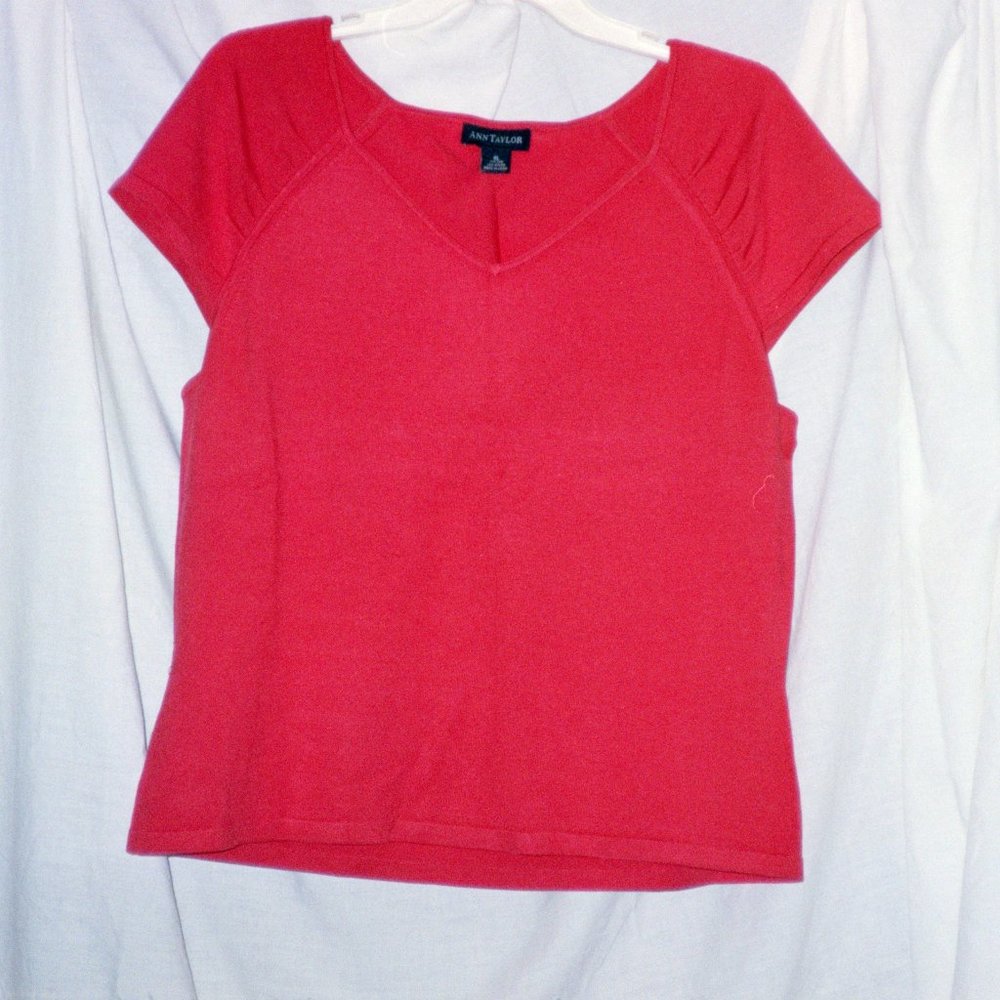 Ann Taylor Cap Sleeve Silk Blend Dark Peach Top XL
